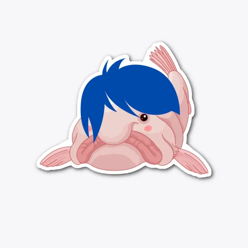 Blur haired blob fish stickers